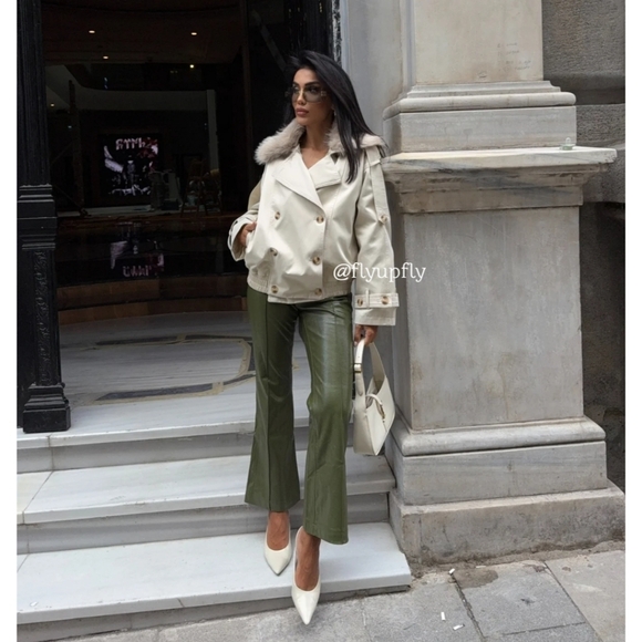 ZARA WATER REPELLENT SHORT TRENCH COAT FUR Size XL - Picture 16 of 16